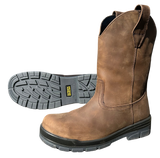 Aussie Tall Wrangler Leather Boots Soft Toe in Black - Waterproof