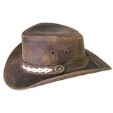 Outback Survival Gear Broken Hill Old West Leather Hat in Brown H9001