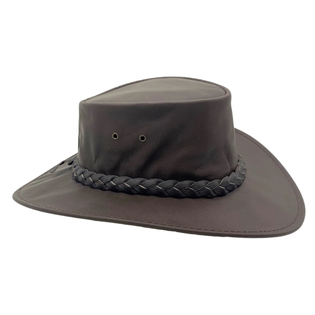 OUTBACK SURVIVAL GEAR KANGAROO LEATHER HATS BROWN-K1006