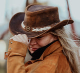 Outback Survival Gear Broken Hill Old West Leather Hat in Brown H9001
