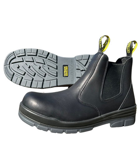Aussie style Slip-On Black Leather Work Boots Soft Toe in Black leather Outback Survival Gear - Australian Country Outfitters 