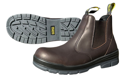 Aussie style Slip-On Brown Leather Work Boots Soft Toe in Brown leather Outback Survival Gear - Australian Country Outfitters 