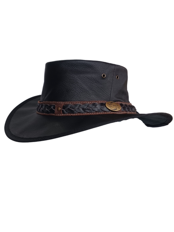 OUTBACK SURVIVAL GEAR - KANGAROO LEATHER HATS - BLACK K1113