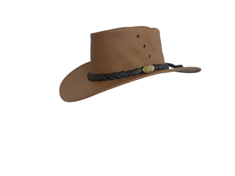 OUTBACK SURVIVAL GEAR - KANGAROO LEATHER HATS - MUSHROOM-K1005