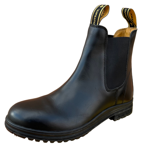 Outback Survival Gear - Black Leather DINGO Slip-On Boot - DINBK