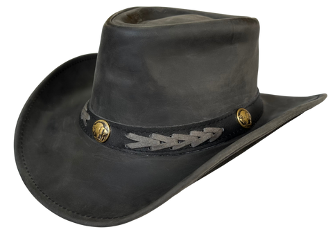 Outback Survival Gear- "Boss" Aussie Leather Hat Vintage Black- H7002