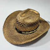 Outback Survival Gear Raffia Straw hat bull concho steer concho headband web