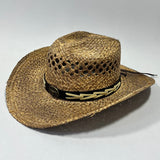 Outback Survival Gear Raffia Straw hat bull concho steer concho headband web