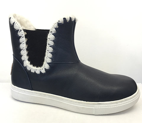 Leather slip on boots womens hot sale
